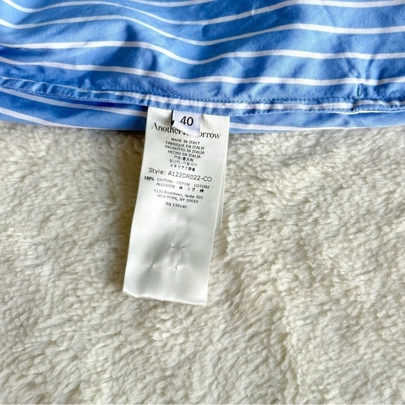 Another Tomorrow Cotton Stripped Blue White Belted Shirt Dress IT 40 US S (4) - Picture 13 of 14